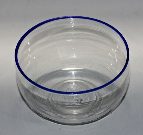 GEORGIAN SUGAR BOWL BLUE GLASS RIM - ADDITIONAL PHOTO 1