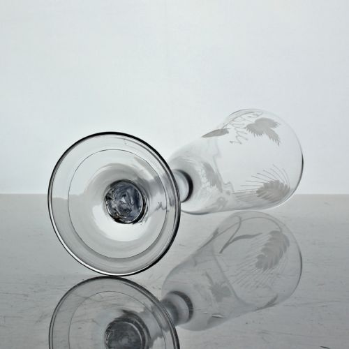 GEORGIAN PLAIN STEM HOP AND BARLEY ENGRAVED ALE GLASS - ADDITIONAL PHOTO 3