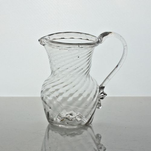 georgian wrythenmoulded clear glass cream jug - CATEGORY: ANTIQUE GLASS - DATED 19TH CENTURY