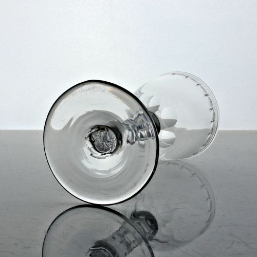 GEORGIAN FACET CUT STEM WINE GLASS OXO ENGRAVED BOWL - ADDITIONAL PHOTO 2