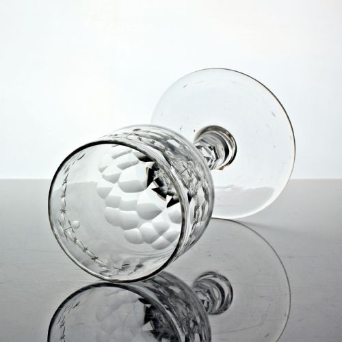 GEORGIAN ENGRAVED FACET CUT STEM WINE GOBLET - ADDITIONAL PHOTO 1