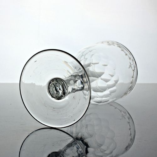 GEORGIAN ENGRAVED FACET CUT STEM WINE GOBLET - ADDITIONAL PHOTO 2