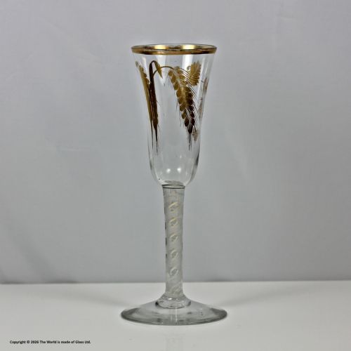 GEORGIAN JAMES GILES GILDED DOUBLE SERIES OPAQUE TWIST ALE GLASS - ADDITIONAL PHOTO 2