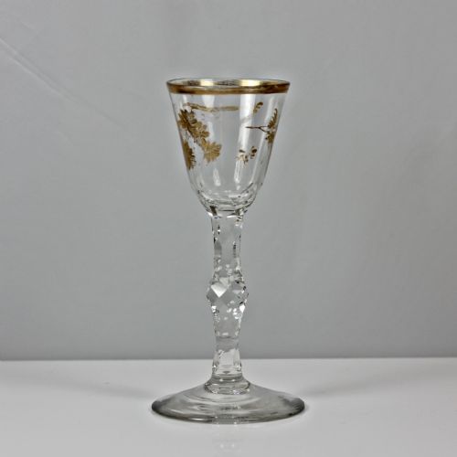 GEORGIAN JAMES GILES GILDED FACET CUT STEM WINE GLASS - ADDITIONAL PHOTO 1
