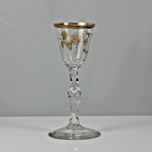 GEORGIAN JAMES GILES GILDED FACET CUT STEM WINE GLASS - ADDITIONAL PHOTO 2
