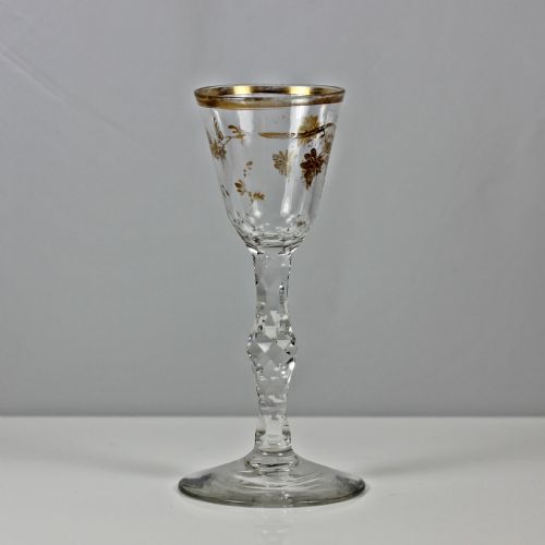 GEORGIAN JAMES GILES GILDED FACET CUT STEM WINE GLASS - ADDITIONAL PHOTO 3