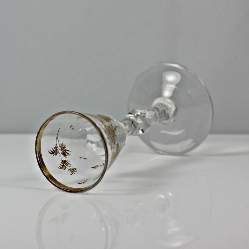 GEORGIAN JAMES GILES GILDED FACET CUT STEM WINE GLASS - ADDITIONAL PHOTO 5