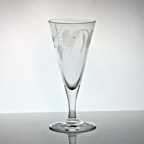 SET OF FOUR GEORGIAN ENGLISH HOP AND BARLEY ENGRAVED PLAIN STEM ALE GLASSES - ADDITIONAL PHOTO 1