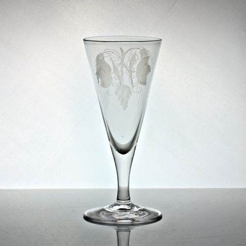 SET OF FOUR GEORGIAN ENGLISH HOP AND BARLEY ENGRAVED PLAIN STEM ALE GLASSES - ADDITIONAL PHOTO 2