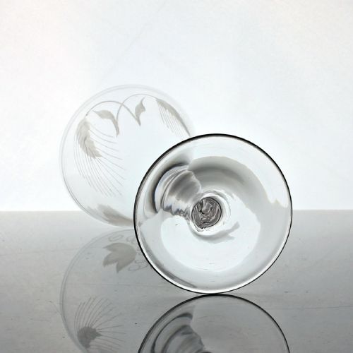 SET OF FOUR GEORGIAN ENGLISH HOP AND BARLEY ENGRAVED PLAIN STEM ALE GLASSES - ADDITIONAL PHOTO 3