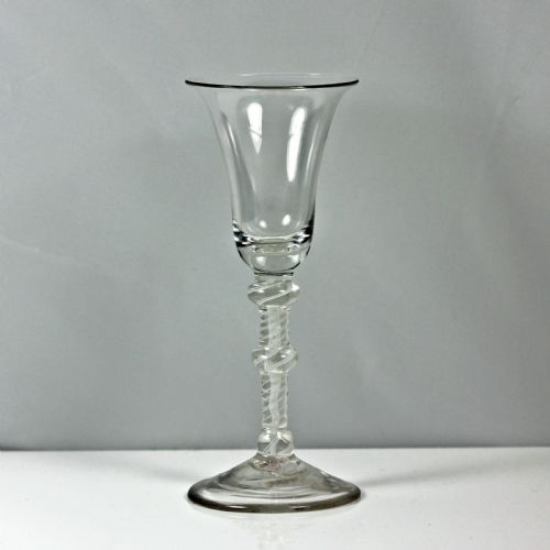 GEORGIAN SCARCE DOUBLE SERIES OPAQUE TWIST WINE GLASS TRIPLE KNOP