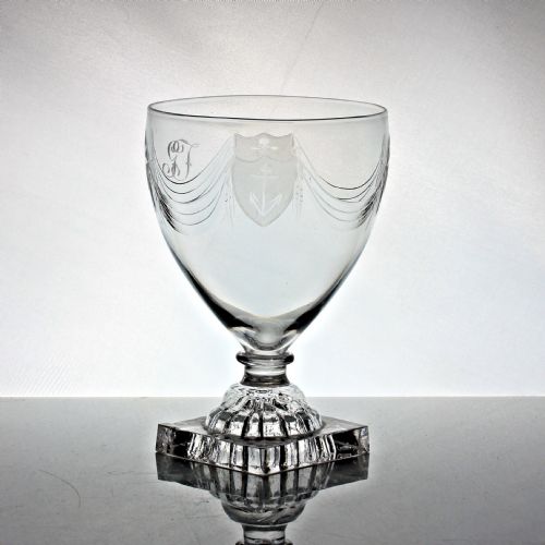 GEORGIAN PATERAE SHIELD ENGRAVED OVOID BOWL RUMMER LEMON SQUEEZER FOOT - ADDITIONAL PHOTO 1