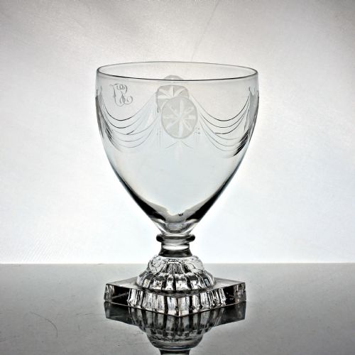 GEORGIAN PATERAE SHIELD ENGRAVED OVOID BOWL RUMMER LEMON SQUEEZER FOOT - ADDITIONAL PHOTO 2