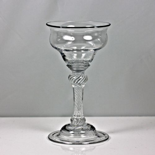 georgian multi spiral opaque twist stem champagne or sweetmeat glass - CATEGORY: ANTIQUE GLASS - DATED 18TH CENTURY