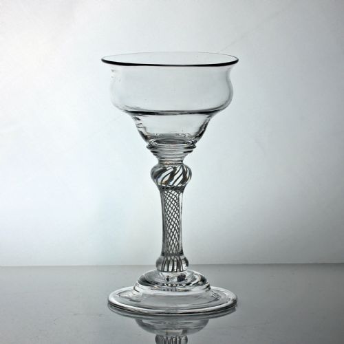 GEORGIAN MULTI SPIRAL OPAQUE TWIST STEM CHAMPAGNE OR SWEETMEAT GLASS - ADDITIONAL PHOTO 2