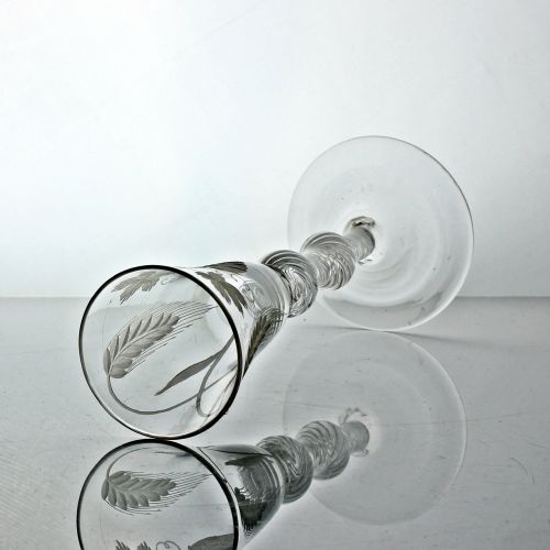 GEORGIAN HOP AND BARLEY ENGRAVED MULTI SPIRAL AIR TWIST ALE GLASS - ADDITIONAL PHOTO 1