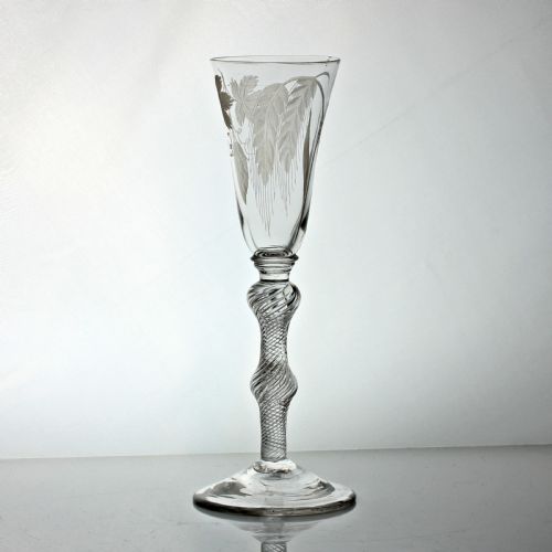 GEORGIAN HOP AND BARLEY ENGRAVED MULTI SPIRAL AIR TWIST ALE GLASS - ADDITIONAL PHOTO 2
