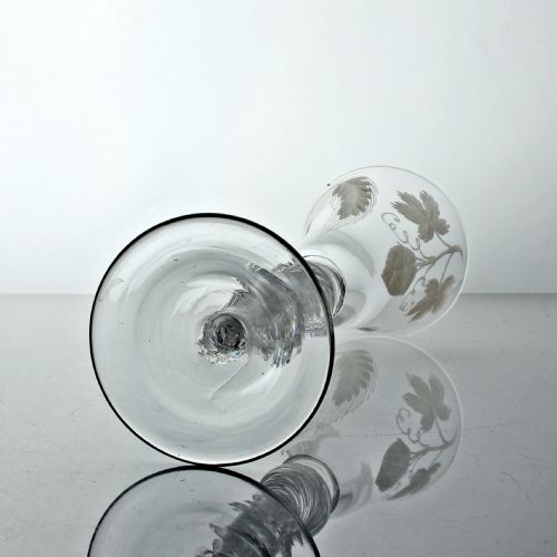GEORGIAN HOP AND BARLEY ENGRAVED MULTI SPIRAL AIR TWIST ALE GLASS - ADDITIONAL PHOTO 3