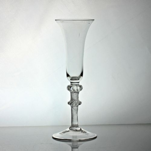 GEORGIAN MULTI SPIRAL AIR TWIST ALE GLASS DOUBLE KNOP BELL BOWL