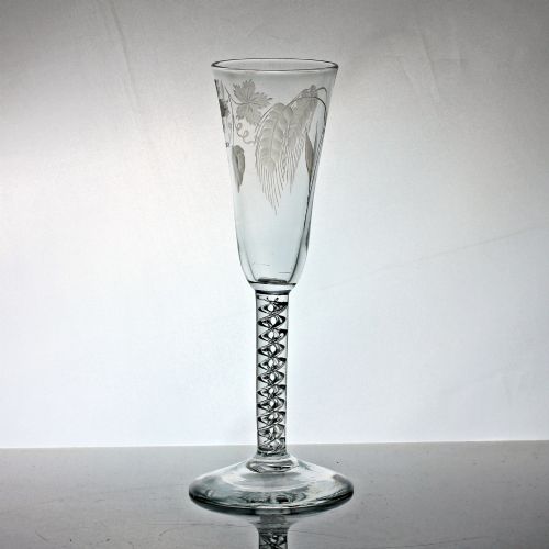 GEORGIAN HOP AND BARLEY ENGRAVED DOUBLE SERIES MERCURY AIR TWIST STEM ALE GLASS - ADDITIONAL PHOTO 1