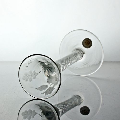 GEORGIAN JACOBITE ENGRAVED MULTI SPIRAL AIR TWIST WINE GLASS - ADDITIONAL PHOTO 5