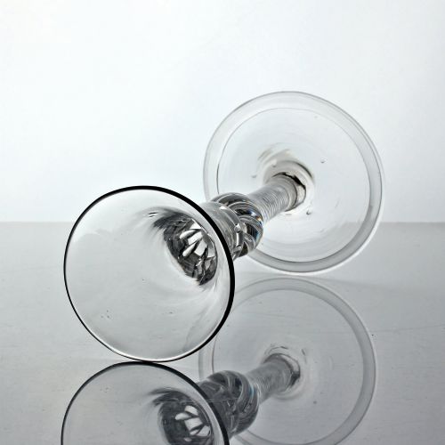 GEORGIAN MULTI SPIRAL AIR TWIST WINE GLASS BELL BOWL SHOULDER KNOP FOLDED FOOT - ADDITIONAL PHOTO 1