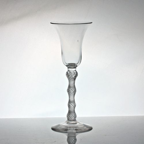 GEORGIAN RARE MULTI SPIRAL AIR TWIST WINE GLASS FOUR KNOPS