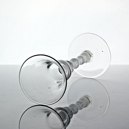 GEORGIAN RARE MULTI SPIRAL AIR TWIST WINE GLASS FOUR KNOPS - ADDITIONAL PHOTO 1