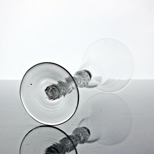GEORGIAN RARE MULTI SPIRAL AIR TWIST WINE GLASS FOUR KNOPS - ADDITIONAL PHOTO 2