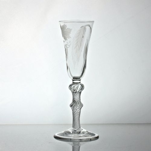 GEORGIAN HOP AND BARLEY ENGRAVED MULTI SPIRAL AIR TWIST ALE GLASS - ADDITIONAL PHOTO 1
