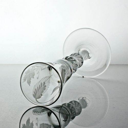 GEORGIAN HOP AND BARLEY ENGRAVED MULTI SPIRAL AIR TWIST ALE GLASS - ADDITIONAL PHOTO 2