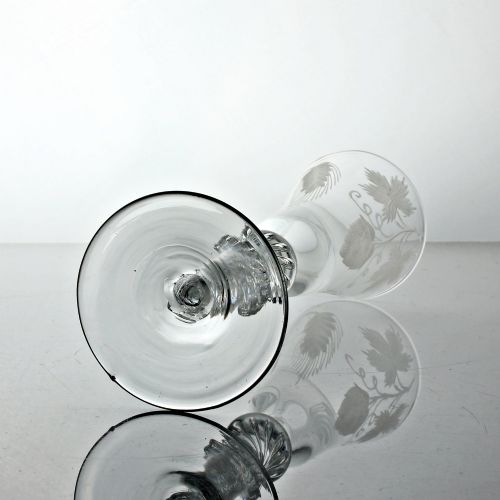GEORGIAN HOP AND BARLEY ENGRAVED MULTI SPIRAL AIR TWIST ALE GLASS - ADDITIONAL PHOTO 3