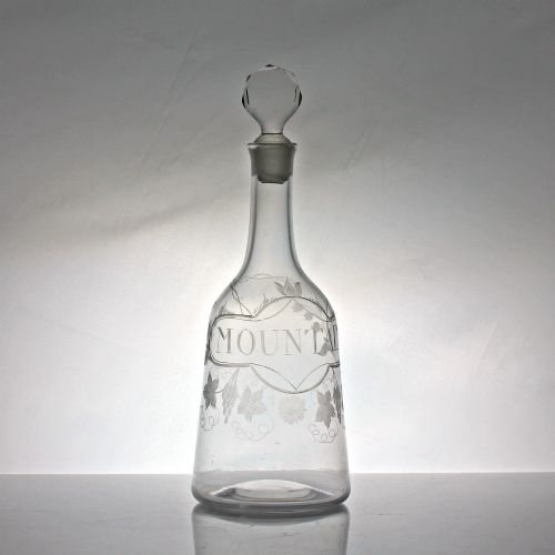 georgian sugarloaf decanter with engraved faux label for mountain - CATEGORY: ANTIQUE GLASS - DATED 18TH CENTURY