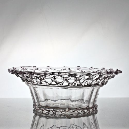 GEORGIAN A TRAFORATO GLASS BOWL LIEGE BELGIUM