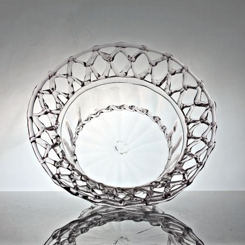 GEORGIAN A TRAFORATO GLASS BOWL LIEGE BELGIUM - ADDITIONAL PHOTO 1