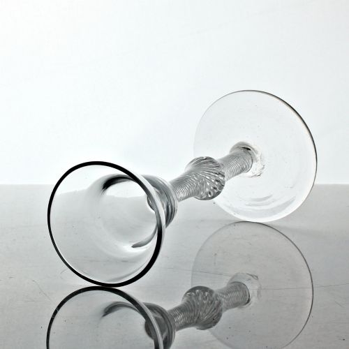 GEORGIAN ENGLISH MULTI SPIRAL AIR TWIST WINE GLASS PAN TOP BOWL - ADDITIONAL PHOTO 1