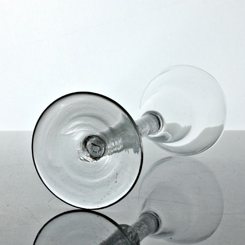 GEORGIAN ENGLISH MULTI SPIRAL AIR TWIST WINE GLASS PAN TOP BOWL - ADDITIONAL PHOTO 2
