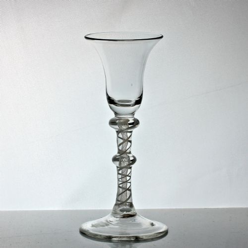 GEORGIAN ENGLISH DOUBLE SERIES OPAQUE TWIST WINE GLASS DOUBLE KNOP - ADDITIONAL PHOTO 1