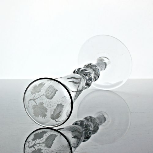 GEORGIAN HOP AND BARLEY ENGRAVED MULTI SPIRAL AIR TWIST ALE GLASS - ADDITIONAL PHOTO 2