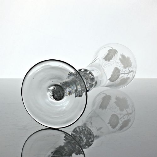 GEORGIAN HOP AND BARLEY ENGRAVED MULTI SPIRAL AIR TWIST ALE GLASS - ADDITIONAL PHOTO 3