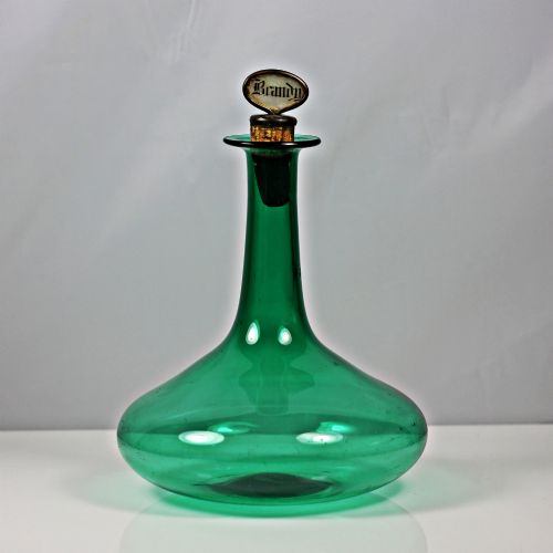 WILLIAM IVEARLY VICTORIAN GREEN GLASS MELL DECANTER - ADDITIONAL PHOTO 1