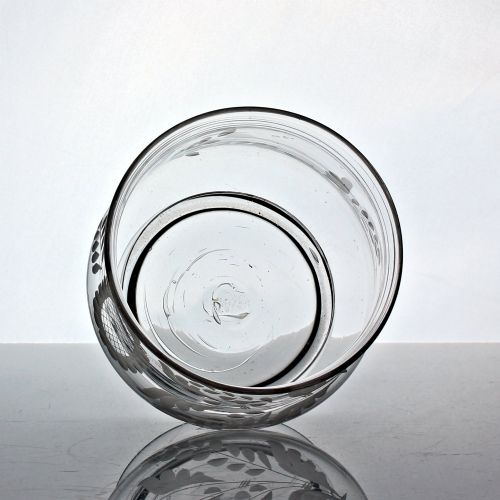 GEORGIAN RARE ENGRAVED GLASS SUGAR BOWL OR PRESERVE POT WITH ACORN FINIAL - ADDITIONAL PHOTO 4