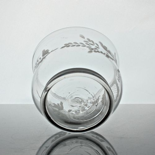 GEORGIAN RARE ENGRAVED GLASS SUGAR BOWL OR PRESERVE POT WITH ACORN FINIAL - ADDITIONAL PHOTO 5