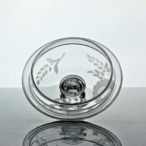 GEORGIAN RARE ENGRAVED GLASS SUGAR BOWL OR PRESERVE POT WITH ACORN FINIAL - ADDITIONAL PHOTO 7