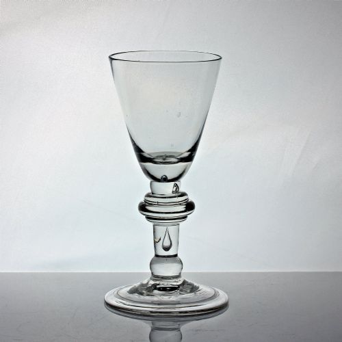 GEORGIAN TRIPLE ANNULAR KNOP HEAVY BALUSTER WINE GOBLET