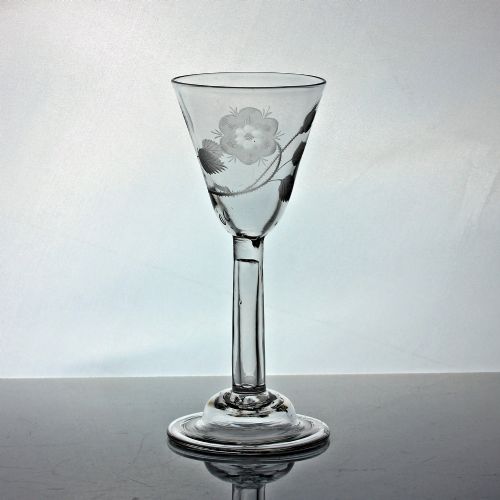 georgian rare jacobite hollow plain stem wine glass - CATEGORY: ANTIQUE GLASS - DATED 18TH CENTURY