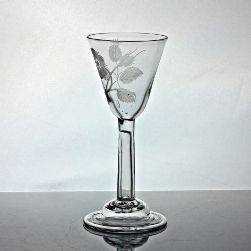 GEORGIAN RARE JACOBITE HOLLOW PLAIN STEM WINE GLASS - ADDITIONAL PHOTO 1