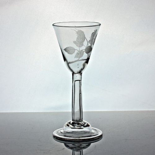 GEORGIAN RARE JACOBITE HOLLOW PLAIN STEM WINE GLASS - ADDITIONAL PHOTO 2