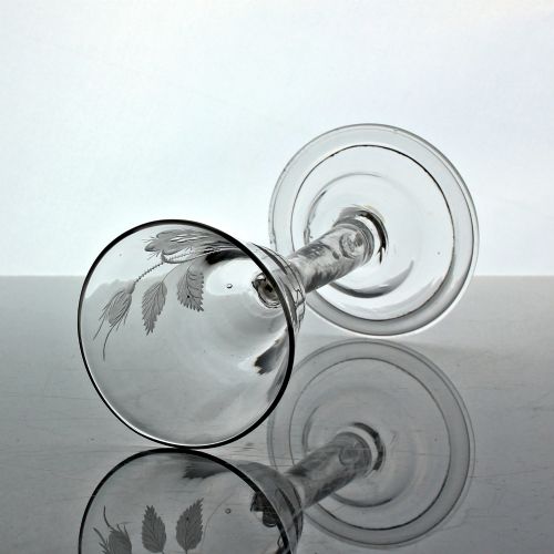 GEORGIAN RARE JACOBITE HOLLOW PLAIN STEM WINE GLASS - ADDITIONAL PHOTO 3