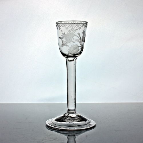 GEORGIAN JACOBITE PLAIN STEM WINE GLASS